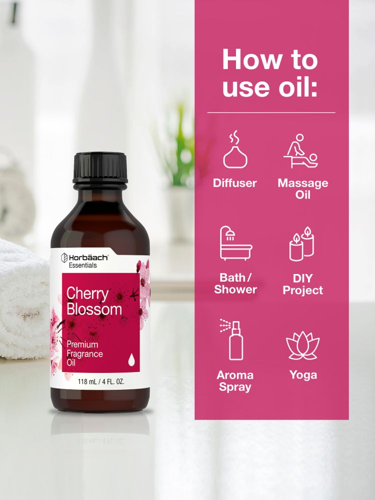 Cherry Blossom Premium Fragrance Oil, 4 fl oz (118 ml) Bottle & Dropper